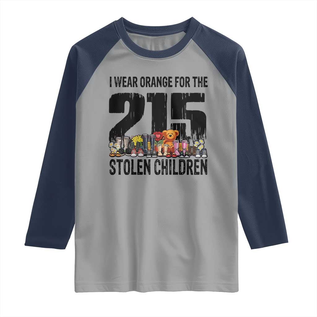 I Wear Orange For The 215 Stolen Children Raglan Shirt Native Child Tribute 215 Memorial Awareness TS02 Sport Gray Navy Print Your Wear