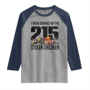 I Wear Orange For The 215 Stolen Children Raglan Shirt Native Child Tribute 215 Memorial Awareness TS02 Sport Gray Navy Print Your Wear