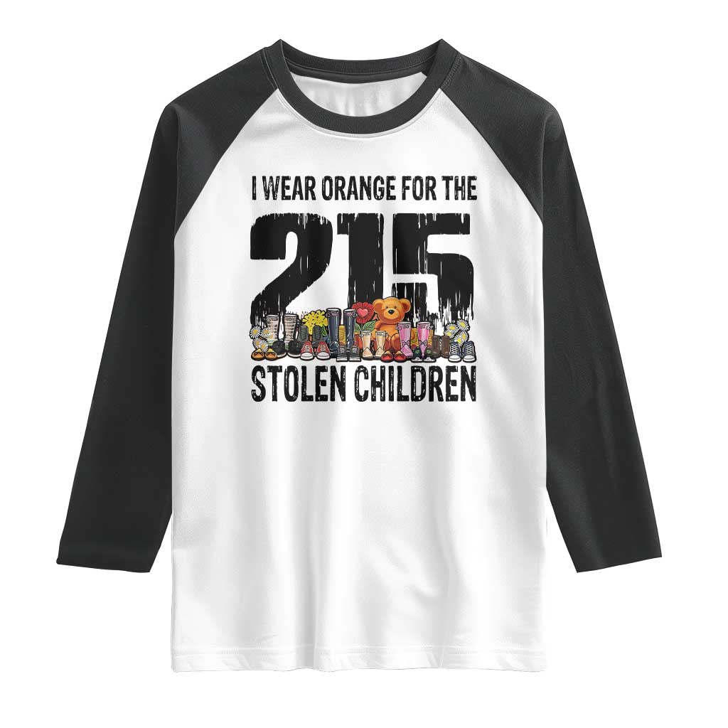 I Wear Orange For The 215 Stolen Children Raglan Shirt Native Child Tribute 215 Memorial Awareness TS02 White Black Print Your Wear