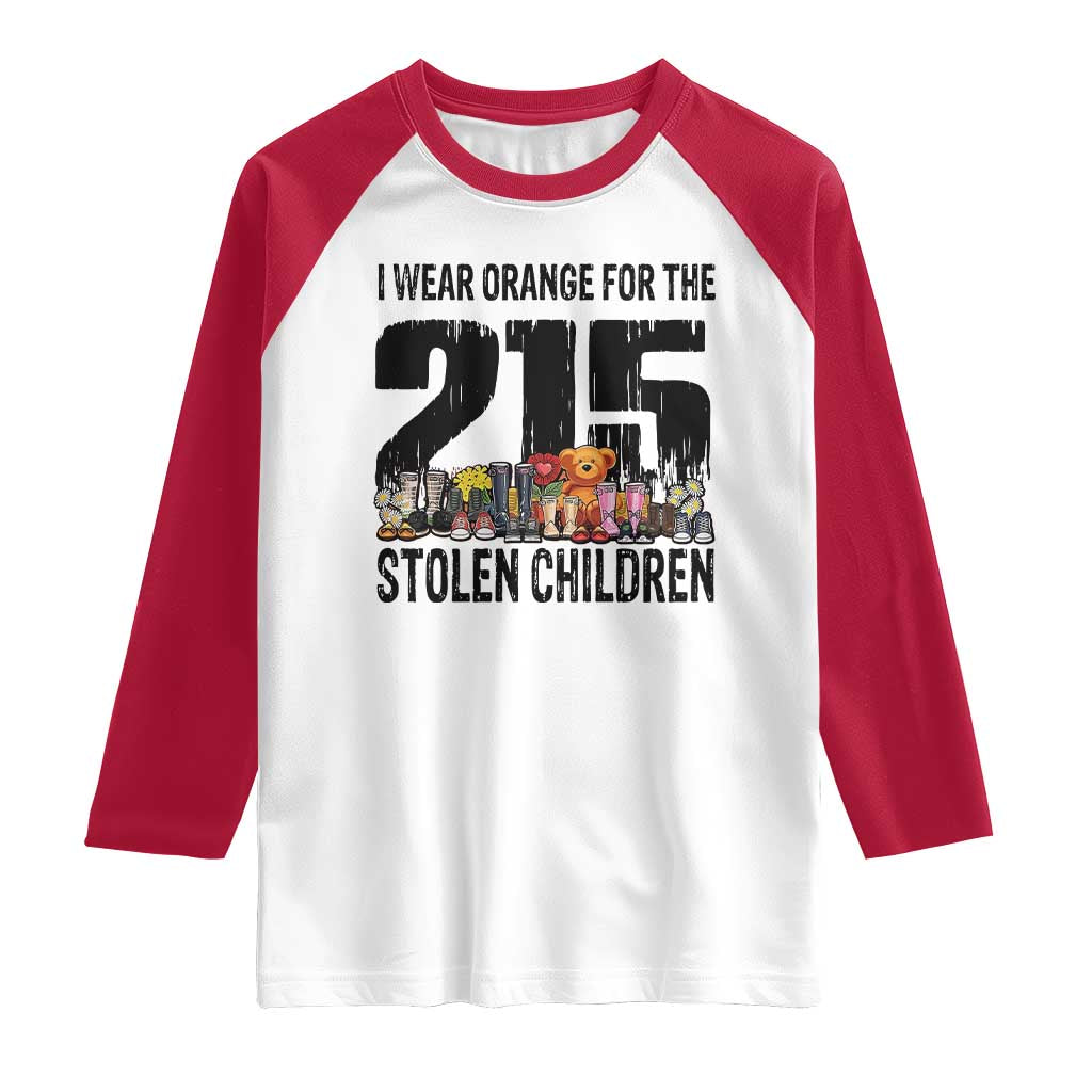 I Wear Orange For The 215 Stolen Children Raglan Shirt Native Child Tribute 215 Memorial Awareness TS02 White Red Print Your Wear