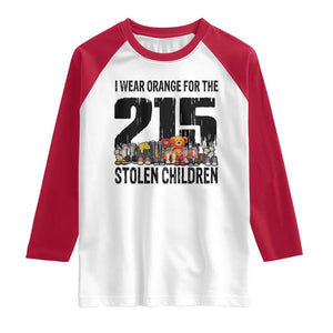 I Wear Orange For The 215 Stolen Children Raglan Shirt Native Child Tribute 215 Memorial Awareness TS02 White Red Print Your Wear