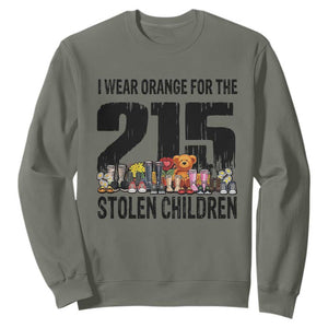 I Wear Orange For The 215 Stolen Children Sweatshirt Native Child Tribute 215 Memorial Awareness TS02 Military Green Print Your Wear