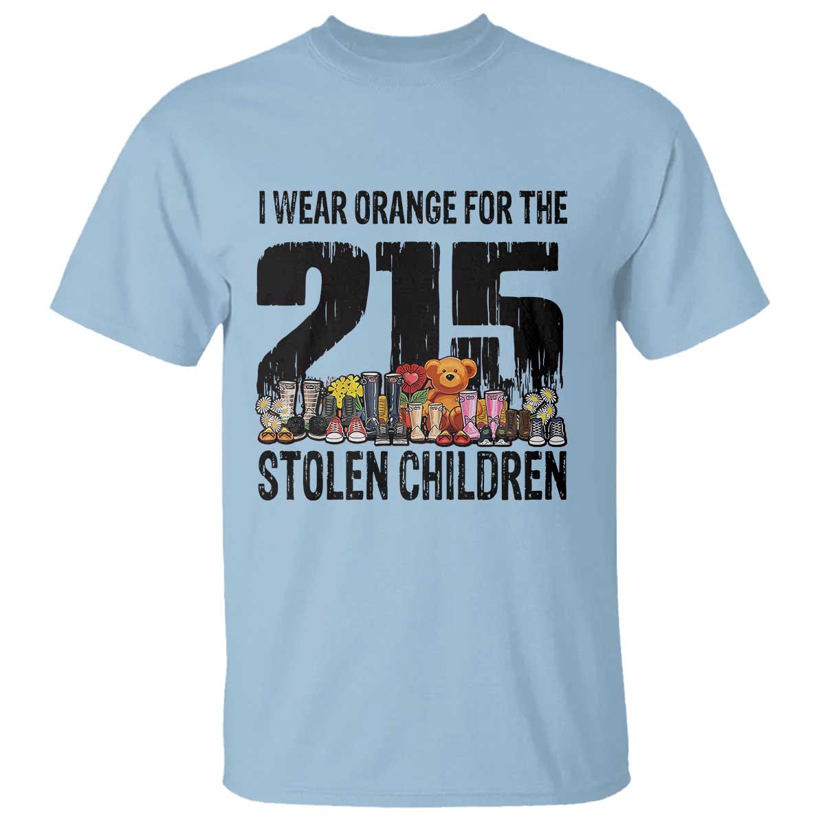 I Wear Orange For The 215 Stolen Children T Shirt Native Child Tribute 215 Memorial Awareness TS02 Light Blue Print Your Wear