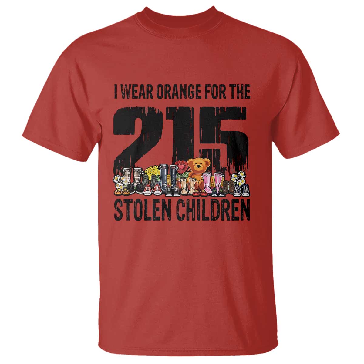 I Wear Orange For The 215 Stolen Children T Shirt Native Child Tribute 215 Memorial Awareness TS02 Red Print Your Wear