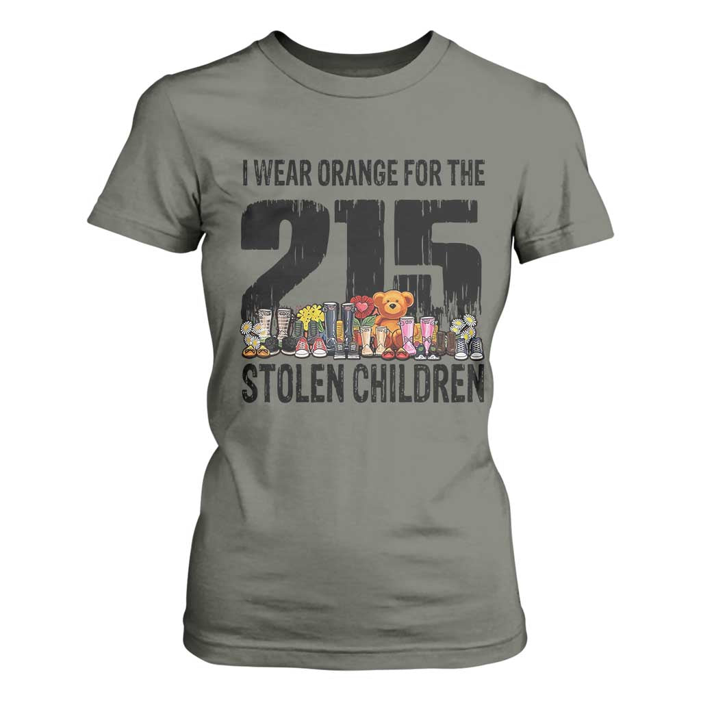 I Wear Orange For The 215 Stolen Children T Shirt For Women Native Child Tribute 215 Memorial Awareness TS02 Military Green Print Your Wear