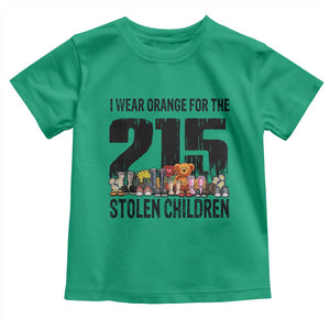 I Wear Orange For The 215 Stolen Children Toddler T Shirt Native Child Tribute 215 Memorial Awareness TS02 Irish Green Print Your Wear