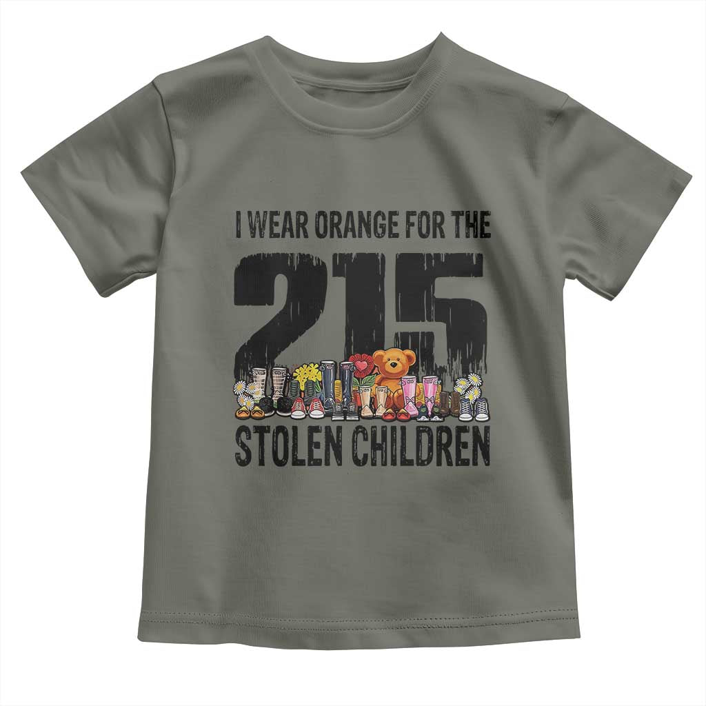 I Wear Orange For The 215 Stolen Children Toddler T Shirt Native Child Tribute 215 Memorial Awareness TS02 Military Green Print Your Wear