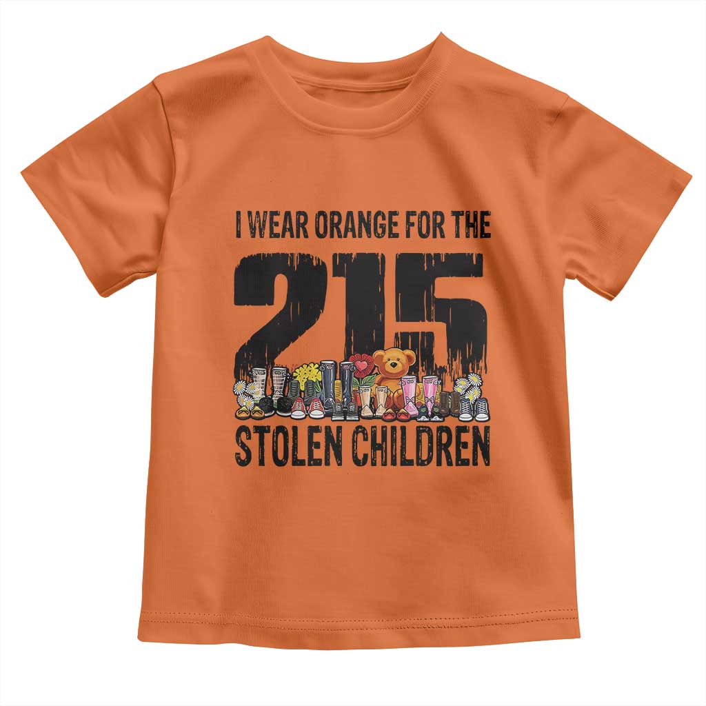 I Wear Orange For The 215 Stolen Children Toddler T Shirt Native Child Tribute 215 Memorial Awareness TS02 Orange Print Your Wear