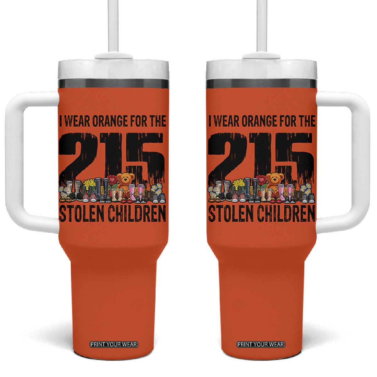 I Wear Orange For The 215 Stolen Children Tumbler With Handle Native Child Tribute 215 Memorial Awareness TS02 One Size: 40 oz Orange Print Your Wear