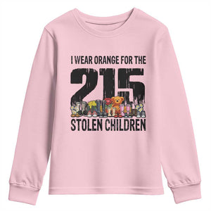 I Wear Orange For The 215 Stolen Children Youth Sweatshirt Native Child Tribute 215 Memorial Awareness TS02 Light Pink Print Your Wear