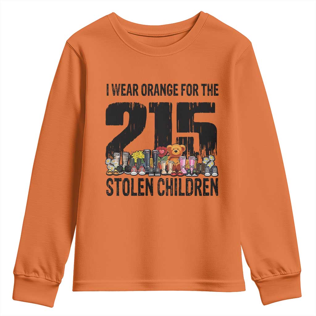 I Wear Orange For The 215 Stolen Children Youth Sweatshirt Native Child Tribute 215 Memorial Awareness TS02 Orange Print Your Wear