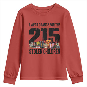 I Wear Orange For The 215 Stolen Children Youth Sweatshirt Native Child Tribute 215 Memorial Awareness TS02 Red Print Your Wear