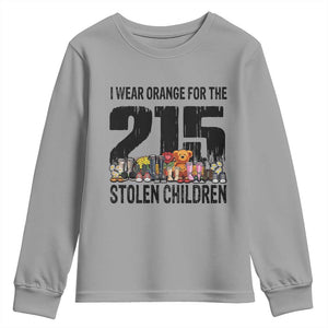I Wear Orange For The 215 Stolen Children Youth Sweatshirt Native Child Tribute 215 Memorial Awareness TS02 Sport Gray Print Your Wear