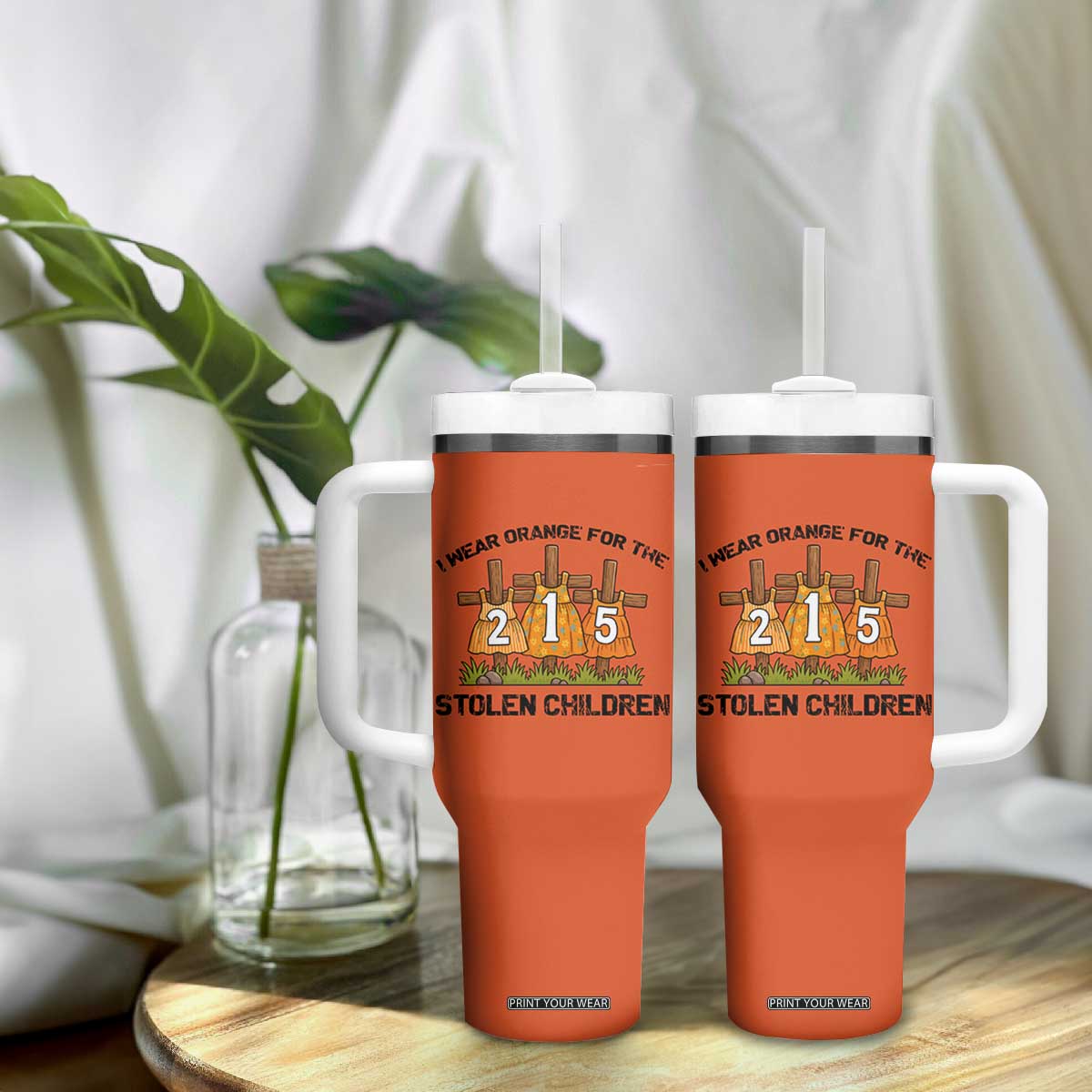 Orange Shirt Day Tumbler With Handle I Wear Orange For The 215 Stolen Children TS02 Print Your Wear