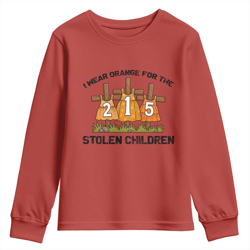 Orange Shirt Day Youth Sweatshirt I Wear Orange For The 215 Stolen Children TS02 Red Print Your Wear