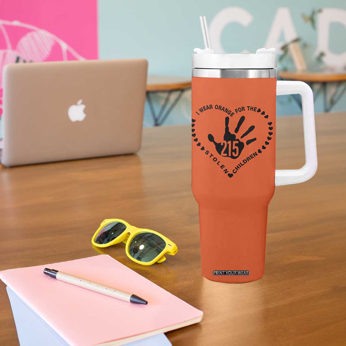Orange Shirt Day Tumbler With Handle I Wear Orange For The Stolen Children 215 Memorial Tribute TS02 Print Your Wear