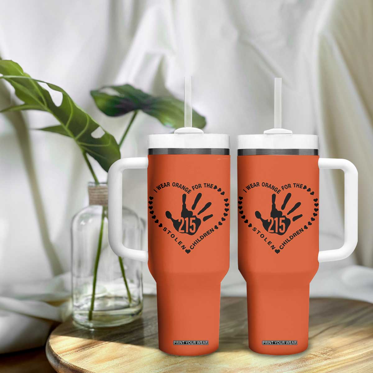 Orange Shirt Day Tumbler With Handle I Wear Orange For The Stolen Children 215 Memorial Tribute TS02 Print Your Wear