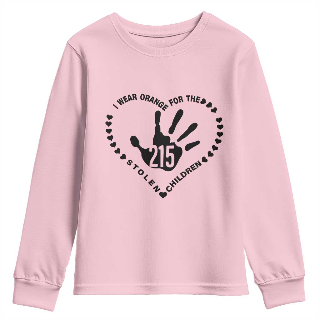 Orange Shirt Day Youth Sweatshirt I Wear Orange For The Stolen Children 215 Memorial Tribute TS02 Light Pink Print Your Wear
