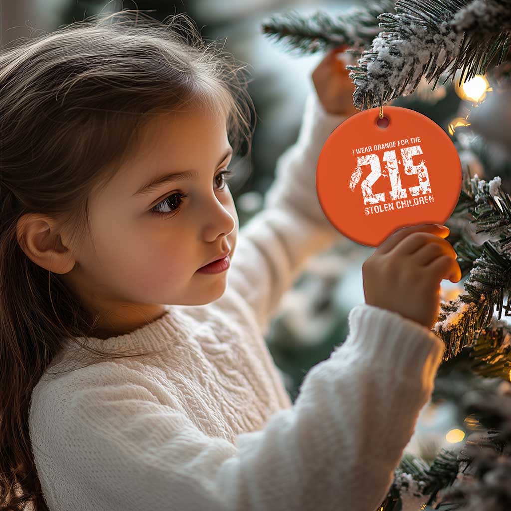I Wear Orange For The 215 Stolen Children Christmas Ceramic Ornament Orange Shirt Day 215 Memorial Awareness TS02 Print Your Wear