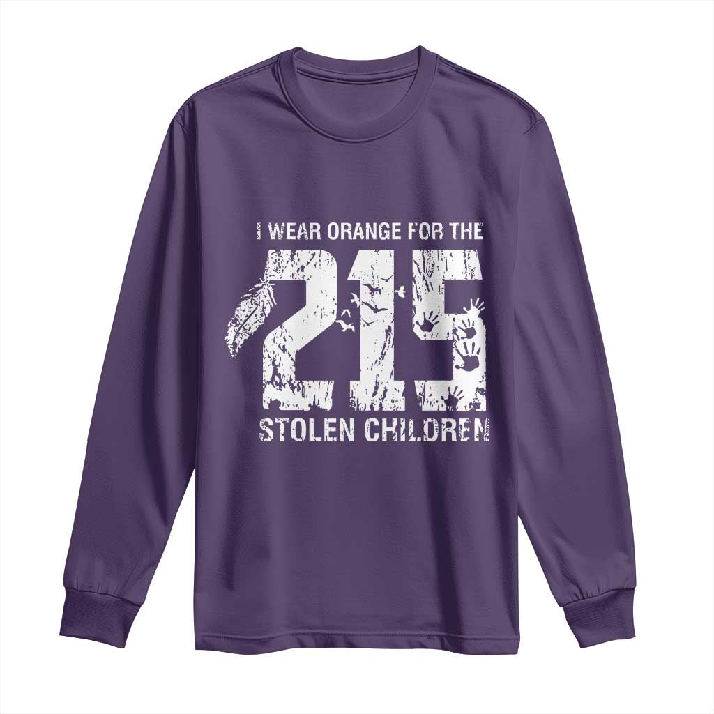 I Wear Orange For The 215 Stolen Children Long Sleeve Shirt Orange Shirt Day 215 Memorial Awareness TS02 Purple Print Your Wear