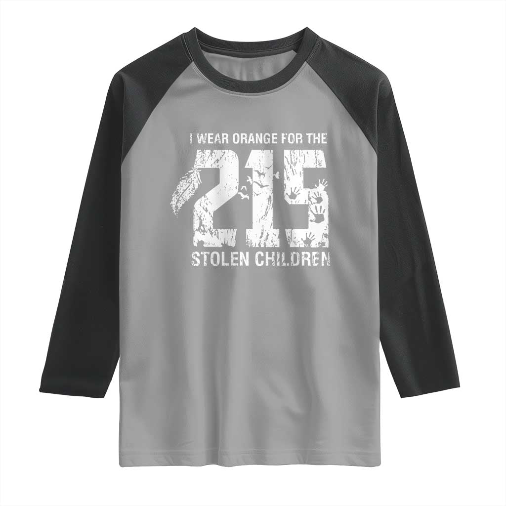 I Wear Orange For The 215 Stolen Children Raglan Shirt Orange Shirt Day 215 Memorial Awareness TS02 Sport Gray Black Print Your Wear