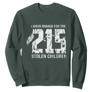 I Wear Orange For The 215 Stolen Children Sweatshirt Orange Shirt Day 215 Memorial Awareness TS02 Dark Forest Green Print Your Wear