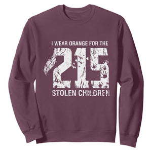 I Wear Orange For The 215 Stolen Children Sweatshirt Orange Shirt Day 215 Memorial Awareness TS02 Maroon Print Your Wear