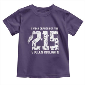 I Wear Orange For The 215 Stolen Children Toddler T Shirt Orange Shirt Day 215 Memorial Awareness TS02 Purple Print Your Wear