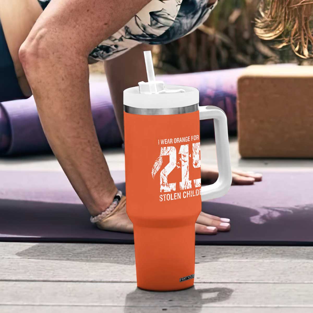 I Wear Orange For The 215 Stolen Children Tumbler With Handle Orange Shirt Day 215 Memorial Awareness TS02 Print Your Wear