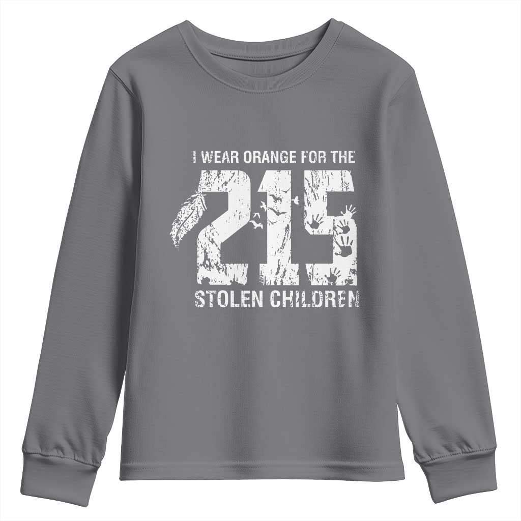 I Wear Orange For The 215 Stolen Children Youth Sweatshirt Orange Shirt Day 215 Memorial Awareness TS02 Charcoal Print Your Wear