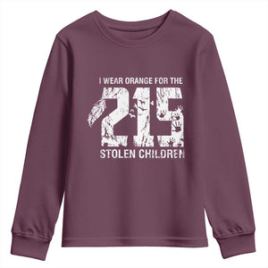 I Wear Orange For The 215 Stolen Children Youth Sweatshirt Orange Shirt Day 215 Memorial Awareness TS02 Maroon Print Your Wear