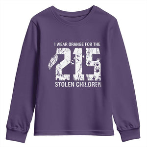 I Wear Orange For The 215 Stolen Children Youth Sweatshirt Orange Shirt Day 215 Memorial Awareness TS02 Purple Print Your Wear