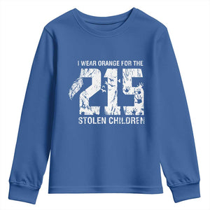 I Wear Orange For The 215 Stolen Children Youth Sweatshirt Orange Shirt Day 215 Memorial Awareness TS02 Royal Blue Print Your Wear