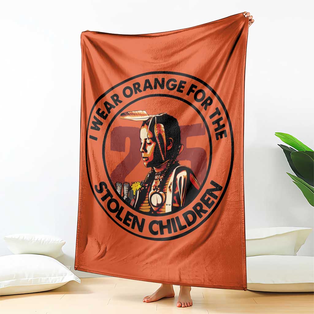 I Wear Orange For The 215 Stolen Children Throw Blanket Indigenous Girl Orange Shirt Day TS02 Print Your Wear
