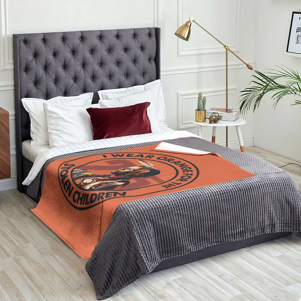 I Wear Orange For The 215 Stolen Children Throw Blanket Indigenous Girl Orange Shirt Day TS02 Print Your Wear