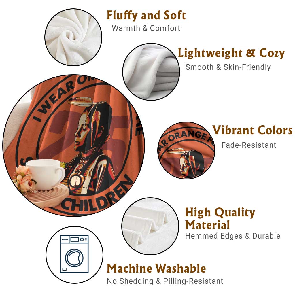 I Wear Orange For The 215 Stolen Children Throw Blanket Indigenous Girl Orange Shirt Day TS02 Print Your Wear