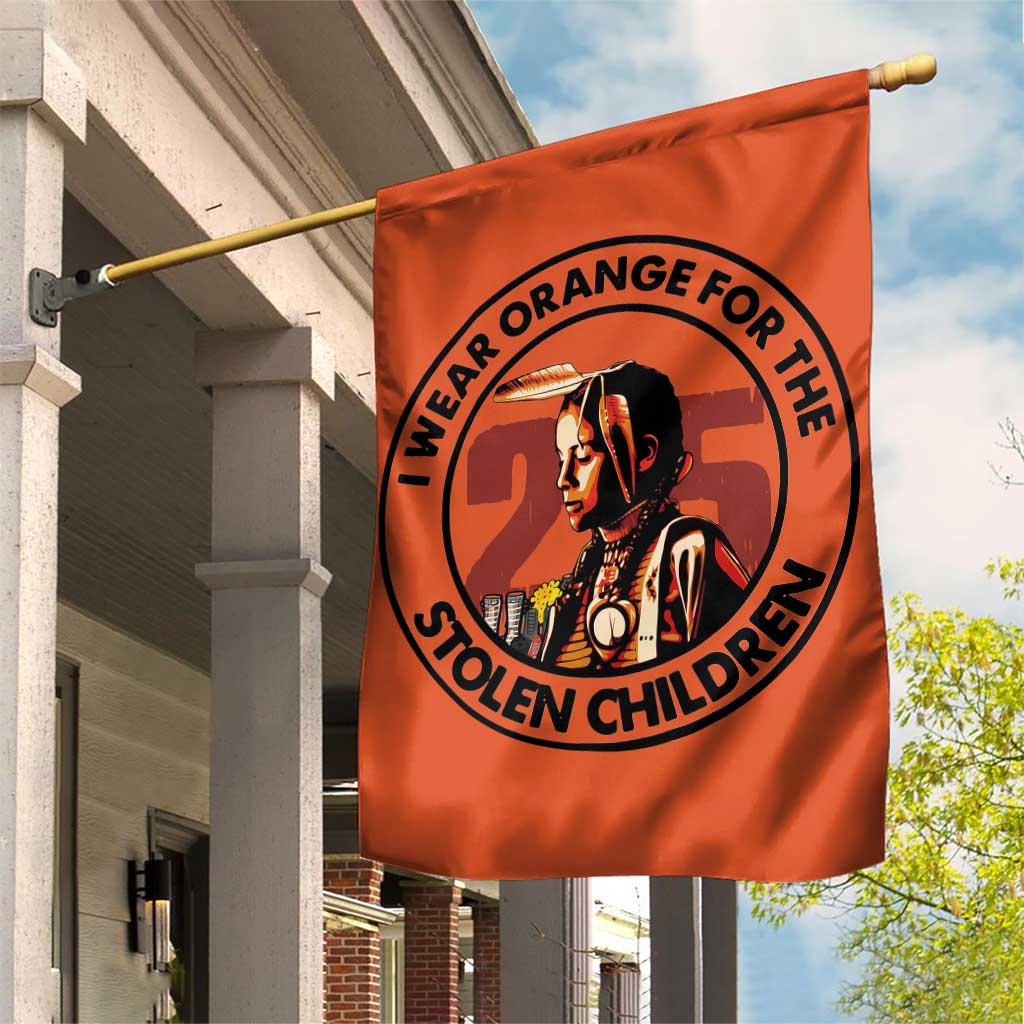 I Wear Orange For The 215 Stolen Children Garden Flag Indigenous Girl Orange Shirt Day TS02 Print Your Wear
