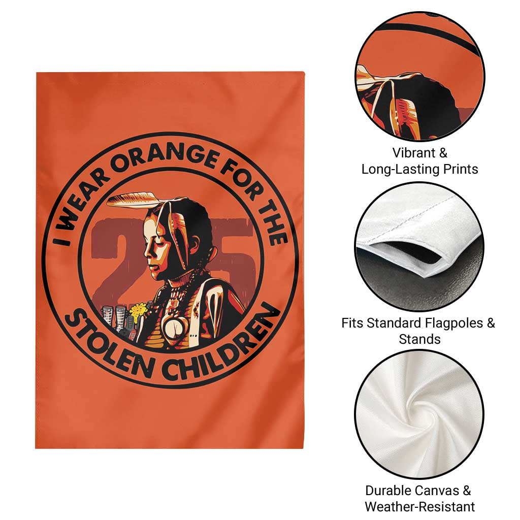 I Wear Orange For The 215 Stolen Children Garden Flag Indigenous Girl Orange Shirt Day TS02 Print Your Wear