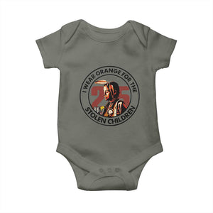 I Wear Orange For The 215 Stolen Children Baby Onesie Indigenous Girl Orange Shirt Day TS02 Military Green Print Your Wear