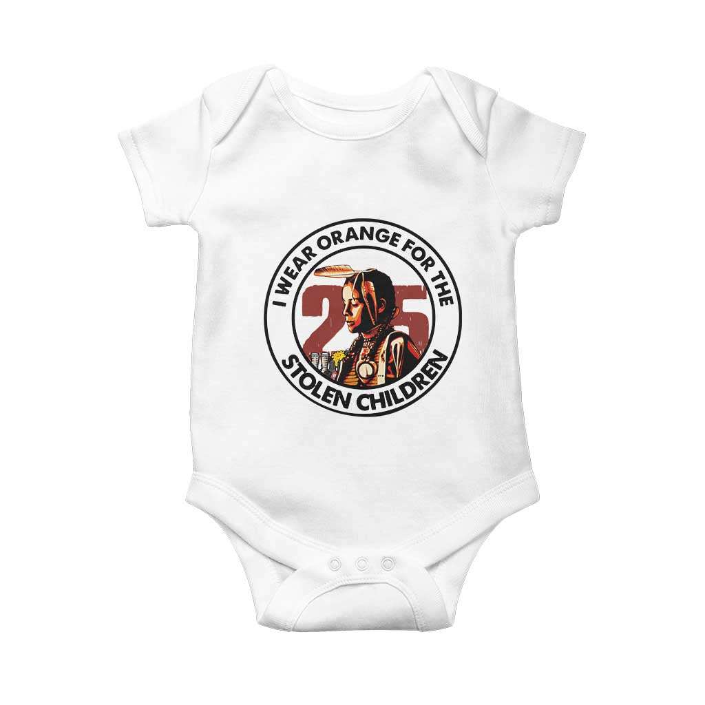 I Wear Orange For The 215 Stolen Children Baby Onesie Indigenous Girl Orange Shirt Day TS02 White Print Your Wear