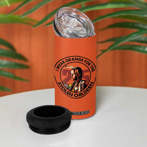 I Wear Orange For The 215 Stolen Children 4 in 1 Can Cooler Tumbler Indigenous Girl Orange Shirt Day TS02 Print Your Wear