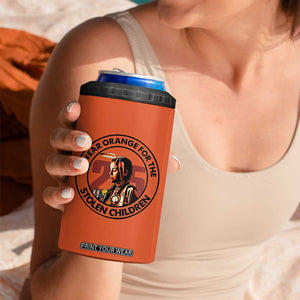 I Wear Orange For The 215 Stolen Children 4 in 1 Can Cooler Tumbler Indigenous Girl Orange Shirt Day TS02 Print Your Wear