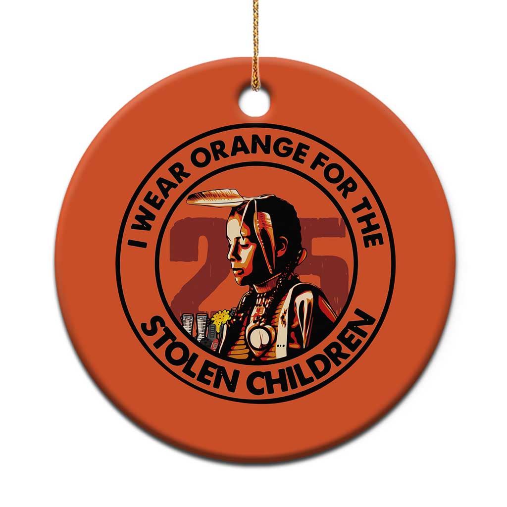 I Wear Orange For The 215 Stolen Children Christmas Ceramic Ornament Indigenous Girl Orange Shirt Day TS02 Print Your Wear