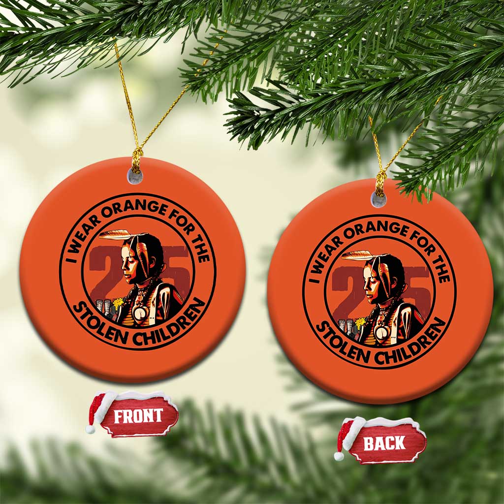 I Wear Orange For The 215 Stolen Children Christmas Ceramic Ornament Indigenous Girl Orange Shirt Day TS02 Circle Orange Print Your Wear