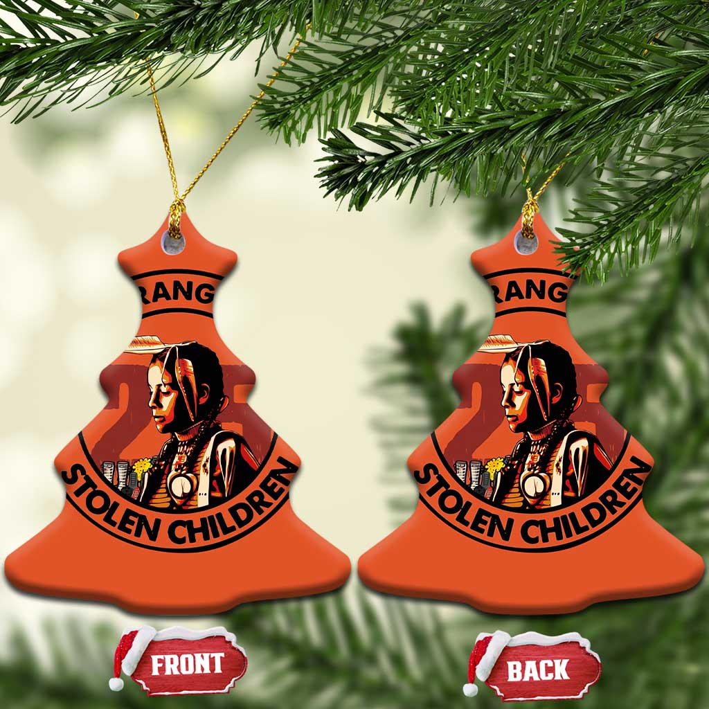 I Wear Orange For The 215 Stolen Children Christmas Ceramic Ornament Indigenous Girl Orange Shirt Day TS02 Christmas Tree Orange Print Your Wear