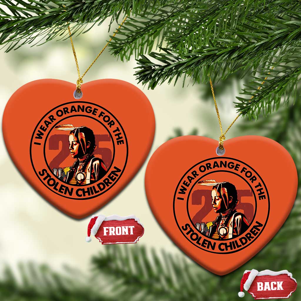 I Wear Orange For The 215 Stolen Children Christmas Ceramic Ornament Indigenous Girl Orange Shirt Day TS02 Heart Orange Print Your Wear