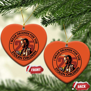 I Wear Orange For The 215 Stolen Children Christmas Ceramic Ornament Indigenous Girl Orange Shirt Day TS02 Heart Orange Print Your Wear