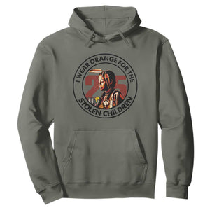 I Wear Orange For The 215 Stolen Children Hoodie Indigenous Girl Orange Shirt Day TS02 Military Green Print Your Wear