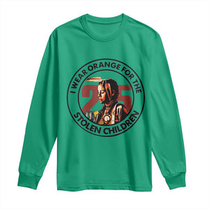 I Wear Orange For The 215 Stolen Children Long Sleeve Shirt Indigenous Girl Orange Shirt Day TS02 Irish Green Print Your Wear