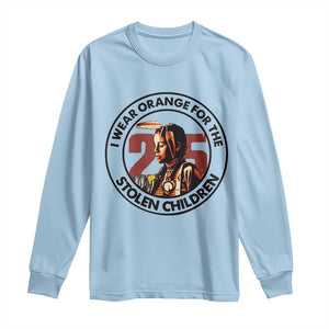 I Wear Orange For The 215 Stolen Children Long Sleeve Shirt Indigenous Girl Orange Shirt Day TS02 Light Blue Print Your Wear
